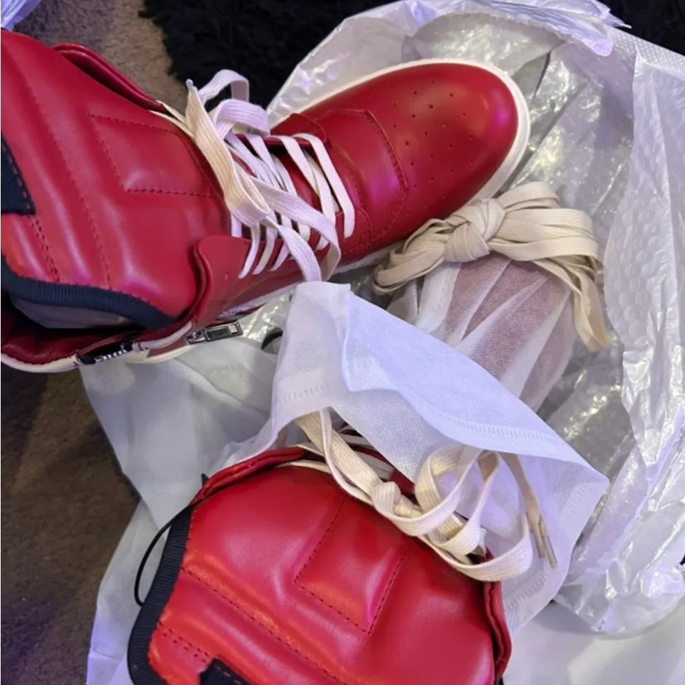 Rick Owens Red Leather Boots